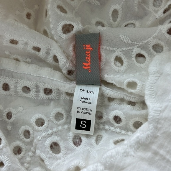 Maaji Ivory Cream Eyelet Crotchet Boho Embroidered Swim Cover Up Dress Small - Picture 8 of 17